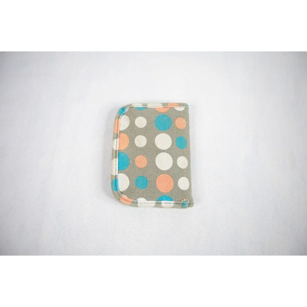 Kavu Polka Dot‎ Wallet Womens OS Grey Blue Orange Good Canvas Bifold Snap